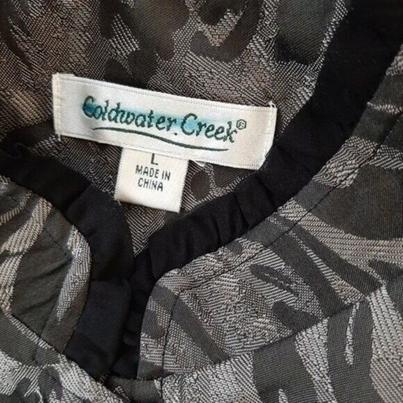 COLDWATER CREEK / Blazer Jacket Button Front Black & Grey Abstract Sz L - Picture 13 of 14